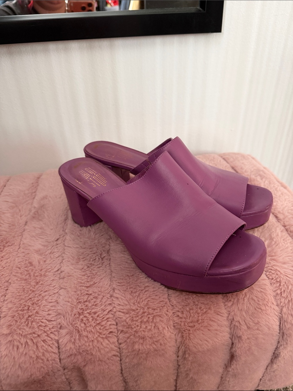 Charlotte Stone Purple Open-Toe Platform Mules